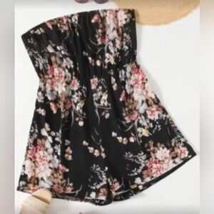 Plus size floral print tube romper